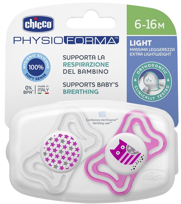 CHICCO SUCCHIETTO LIGHT GIRL SILICONE 6-16 MESI 2 PEZZI - Farmaciacarpediem.it