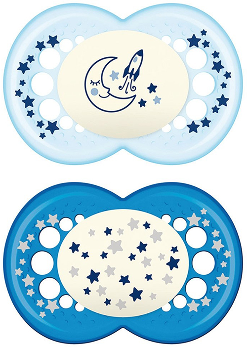 MAM SUCCHIETTO ORIGINAL NIGHT 6+ MESI SILICONE MASCHIO 2 PEZZI - Farmaciacarpediem.it