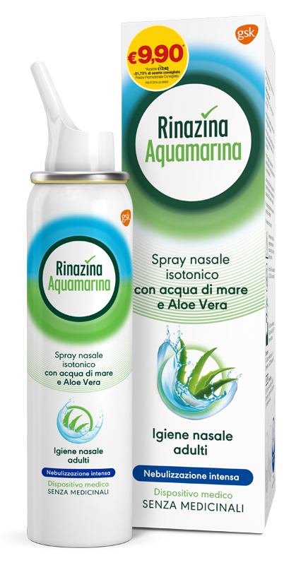 SOLUZIONE ISOTONICA RINAZINA AQUAMARINA ALOE INTENSA PROMO 100 ML - Farmaciacarpediem.it